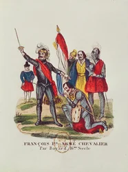 Francois I (1494-1547), konge af Frankrig, og Pierre du Terrail (1476-1524) Chevalier Bayard, efter slaget ved Marignan i 1515, 1841